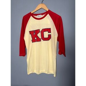 KC Jackie Robinson Kansas City Monarchs Baseball Raglan Shirt Red Cream Mens M
